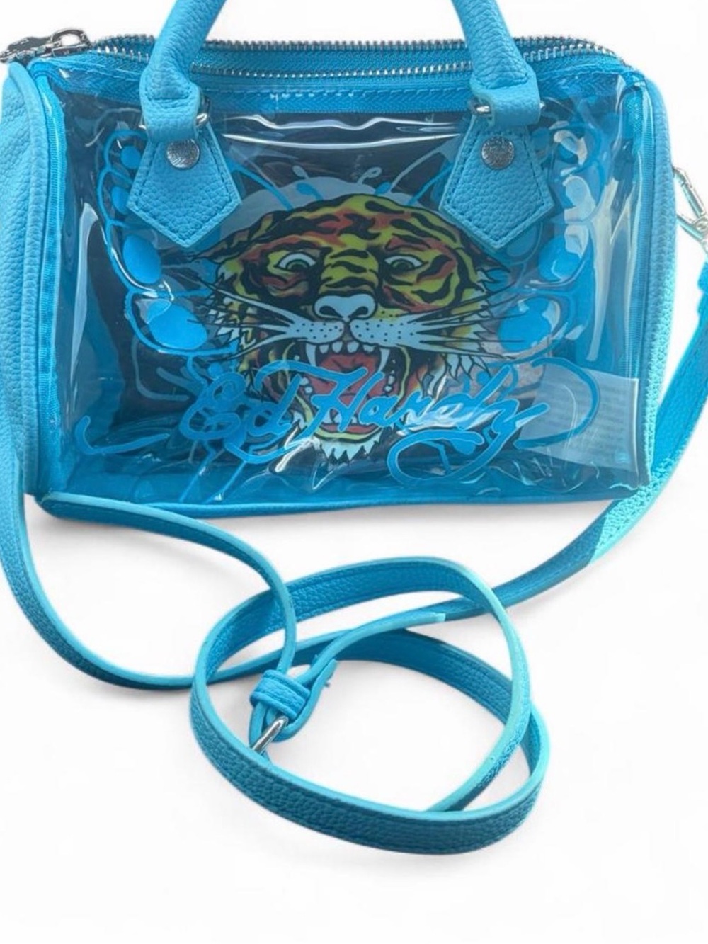 Ed Hardy Turquoise Clear Tiger Graphic Crossbody - Picture 2 of 2